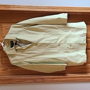 Light green mid length coat size M